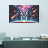 Astronauten im Liebe-Banner Banner (Messeveranstaltung)