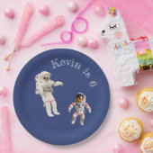 Astronauten im Monogrammnamen Pappteller (Party)