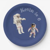 Astronauten im Monogrammnamen Pappteller (Vorderseite)