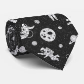 Astronauten im Weltraum, schwarz-weiß Krawatte (Gerollt)