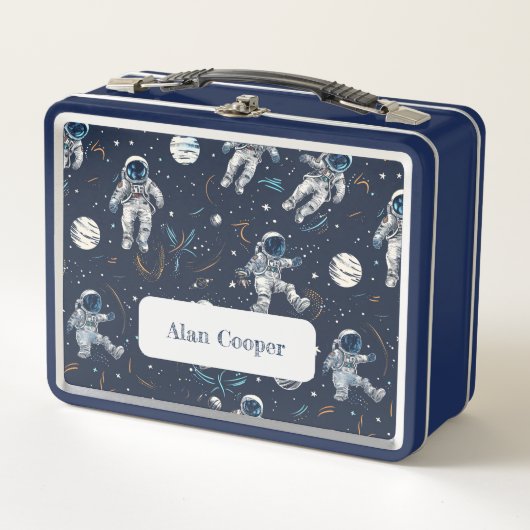 Astronauten im Weltraum Stars & Planets Custom Kid Metall Brotdose (Vorderseite)