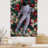 Astronauten in den Blume Rot und Weiß Poster (Küche)