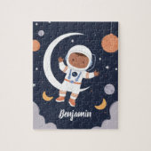 Astronauten Junge Weltraum Personalisierte Kinder Puzzle (Vertikal)
