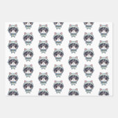 Astronauten Katzen im Weltraum mit Freunden Niedli Geschenkpapier Set (Vorderseite 2)