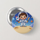 Astronauten-Kind bereit zur Erforschung Button (Vorne & Hinten)