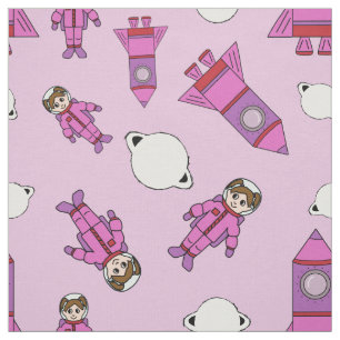 Astronauten-Mädchen im Raum-Rosa und Lila Stoff