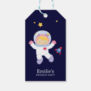 Astronauten-Mädchen-Kindergeburtstag-Party Geschenkanhänger