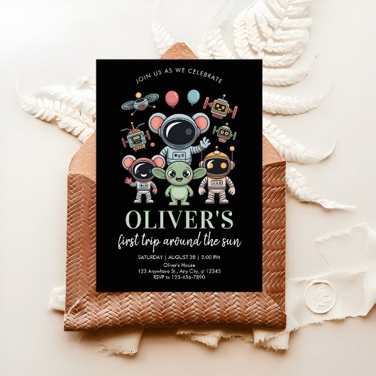 Astronauten-Maskottchen-Party Einladung