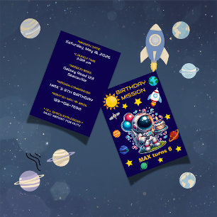 Astronauten-Missions-Geburtstagseinladung editierb Einladung