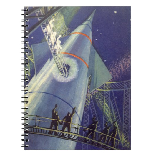 Astronauten mit Vintager Science Fiction auf Raket Notizblock (Vorderseite)