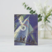 Astronauten mit Vintager Science Fiction auf Raket Postkarte (Stehend Vorderseite)