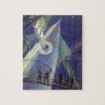 Astronauten mit Vintager Science Fiction auf Raket Puzzle<br><div class="desc">Vintage Illustration futuristisches Reise- und Transportbild mit Astronauten,  die sich von der Boden-Crew verabschieden,  während sie auf ihrem Raketenschiff in den Weltraum fliegen,  um Außerirdischen auf fremden Planeten zu besuchen. Ein klassischer 50er Retro-Comic Buch sci fi Design der Zukunft.</div>