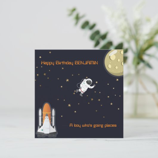 Astronauten Moon Rocket Kids Solar System Spaß fla Karte (Stehend Vorderseite)