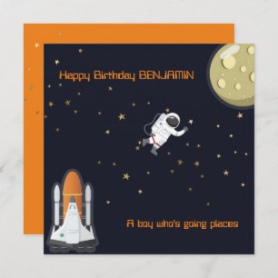 Astronauten Moon Rocket Kids Solar System Spaß fla Karte