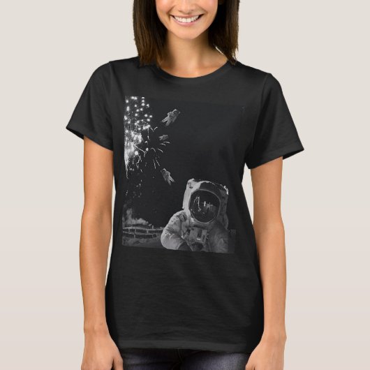 Astronauten Neue Jahre Feuerwerkskörper T-Shirt (Vorderseite)