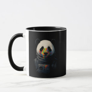 Astronauten-Panda mit Neonfarbspritzer Tasse