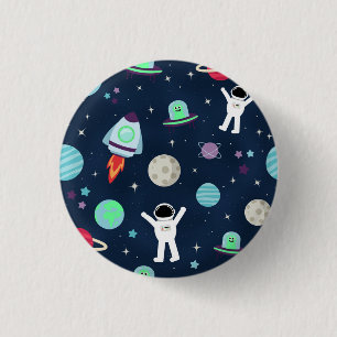 Astronauten Planeten Raketen und Aliens Button