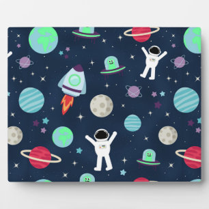 Astronauten Planeten Raketen und Aliens Fotoplatte