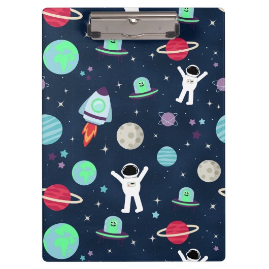 Astronauten Planeten Raketen und Aliens Klemmbrett (Vorderseite)
