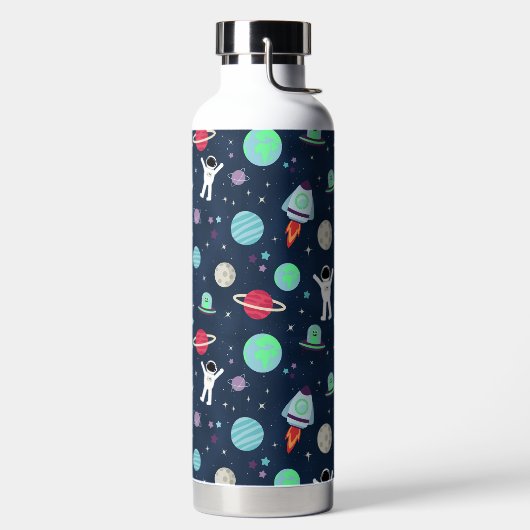 Astronauten Planeten Raketen und Aliens Trinkflasche (links)