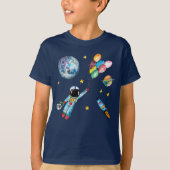 Astronauten Rainbow Balloons RaketenSpace Wasserfa T-Shirt (Vorderseite)