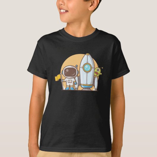 Astronauten-Raketen-Schiff-Alien-T-Shirt T-Shirt (Vorderseite)
