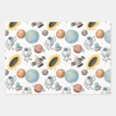Astronauten, Raketen und Planeten auf Weiß Geschenkpapier Set (Vorderseite 3)