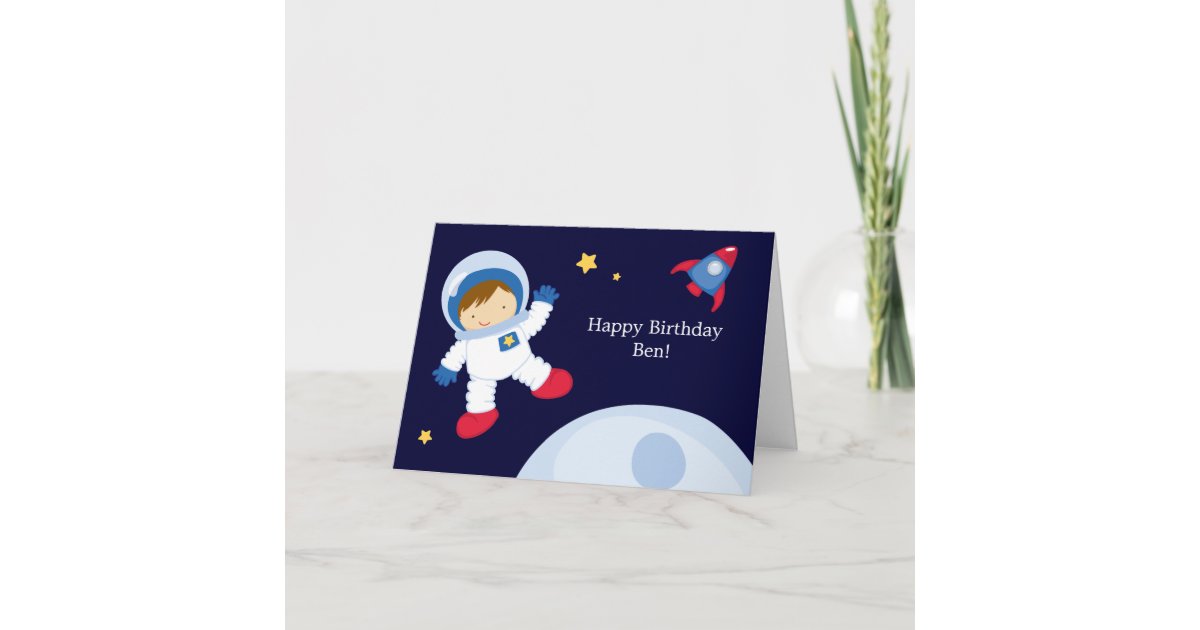 Astronauten Raum Geburtstags Party Karte Zazzle De