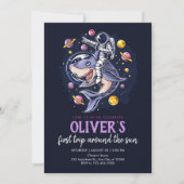 Astronauten reiten mit den Planeten im Weltraum ei Einladung (Vorderseite)