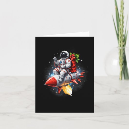 Astronauten Reiten Raketen Planeten Funny Christma Karte (Vorderseite)