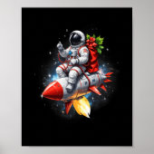 Astronauten Reiten Raketen Planeten Funny Christma Poster (Vorne)