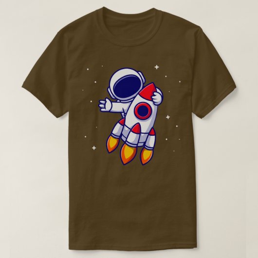 Astronauten-Reitrocket-Cartoon3 T-Shirt (Design vorne)