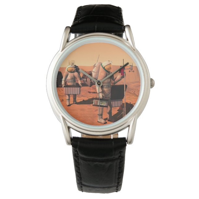 Astronauten richten Wetterausrüstung auf Mars ein. Armbanduhr (Vorderseite)