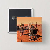 Astronauten richten Wetterausrüstung auf Mars ein. Button (Vorne & Hinten)