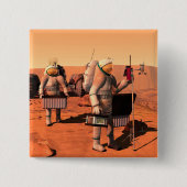 Astronauten richten Wetterausrüstung auf Mars ein. Button (Vorderseite)