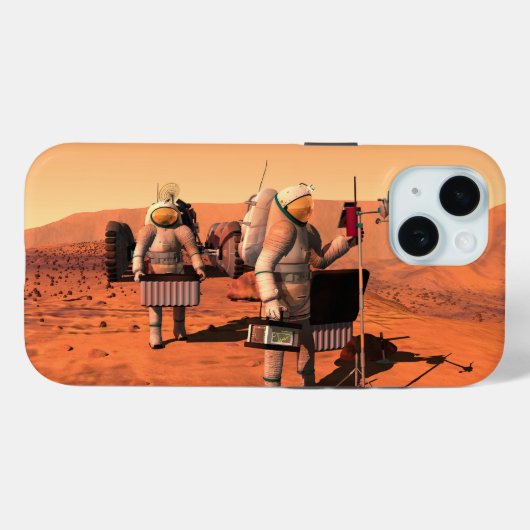Astronauten richten Wetterausrüstung auf Mars ein. Case-Mate iPhone Hülle (Rückseite (Horizontal))