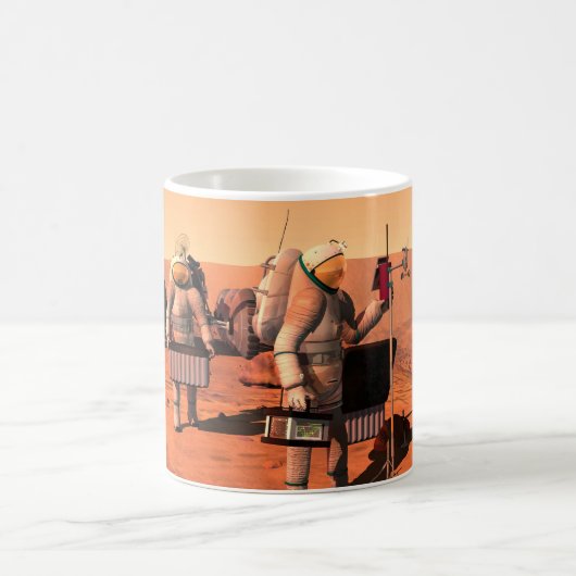 Astronauten richten Wetterausrüstung auf Mars ein. Kaffeetasse (Mittel)
