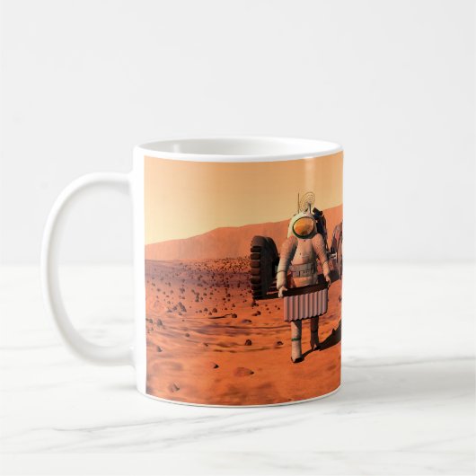 Astronauten richten Wetterausrüstung auf Mars ein. Kaffeetasse (Links)