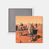 Astronauten richten Wetterausrüstung auf Mars ein. Magnet (Vorderseite/Rückseite)