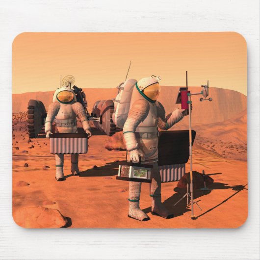 Astronauten richten Wetterausrüstung auf Mars ein. Mousepad (Vorne)
