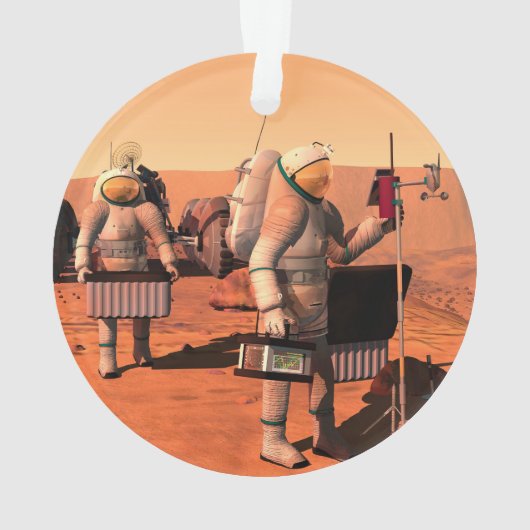 Astronauten richten Wetterausrüstung auf Mars ein. Ornament (Rückseite)