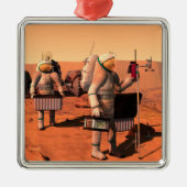 Astronauten richten Wetterausrüstung auf Mars ein. Ornament Aus Metall (Vorne)