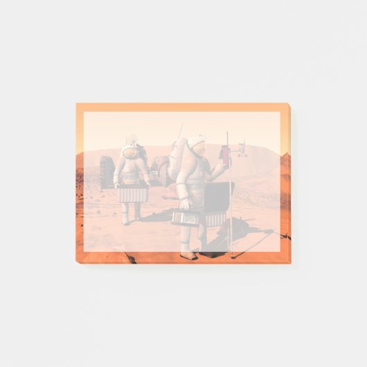 Astronauten richten Wetterausrüstung auf Mars ein. Post-it Klebezettel (Vorderseite)