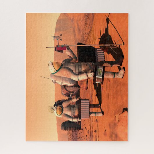 Astronauten richten Wetterausrüstung auf Mars ein. Puzzle (Vertikal)