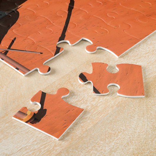 Astronauten richten Wetterausrüstung auf Mars ein. Puzzle (Seite)