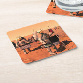 Astronauten richten Wetterausrüstung auf Mars ein. Rechteckiger Pappuntersetzer (angewinkelt)