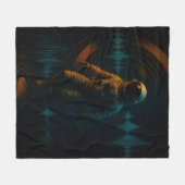 Astronauten schweben in Glitchwave Art und Weise Fleecedecke (Vorderseite (Horizontal))