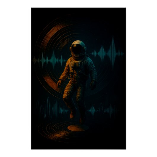 Astronauten schweben in Glitchwave Art und Weise Poster (Vorderseite)