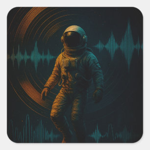 Astronauten schweben in Glitchwave Art und Weise Quadratischer Aufkleber