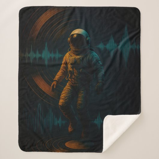 Astronauten schweben in Glitchwave Art und Weise Sherpadecke (Vorderseite)